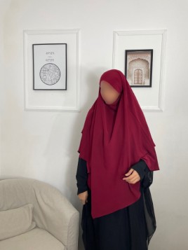 Khimar 2 voiles Bordeaux -...