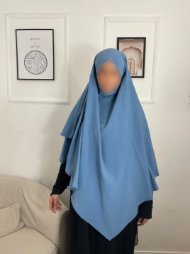 Khimar 2 voiles Bleu jean -...