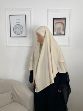 Khimar 2 voiles Beige -...