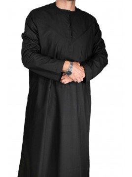 Qamis Emirati Noir - Coton