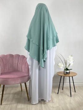 Khimar 2 voiles Vert eau -...