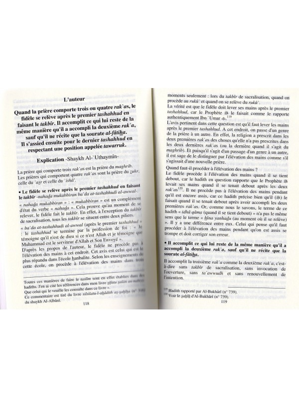 La description de la prière du Prophète du takbîr au taslim