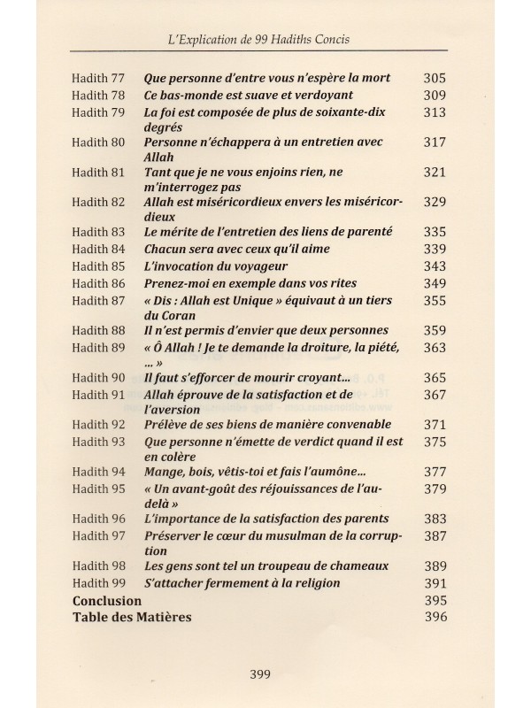L'Explication De 99 Hadiths Concis