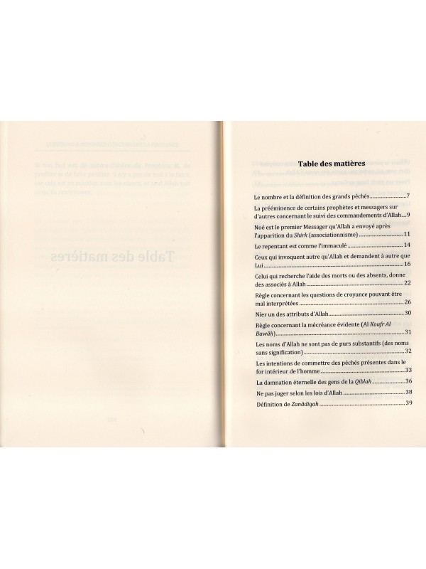 QUESTIONS ET REPONSES CONCERNANT LA CROYANCE