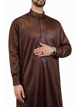 Qamis Saoudien marron - Satiné